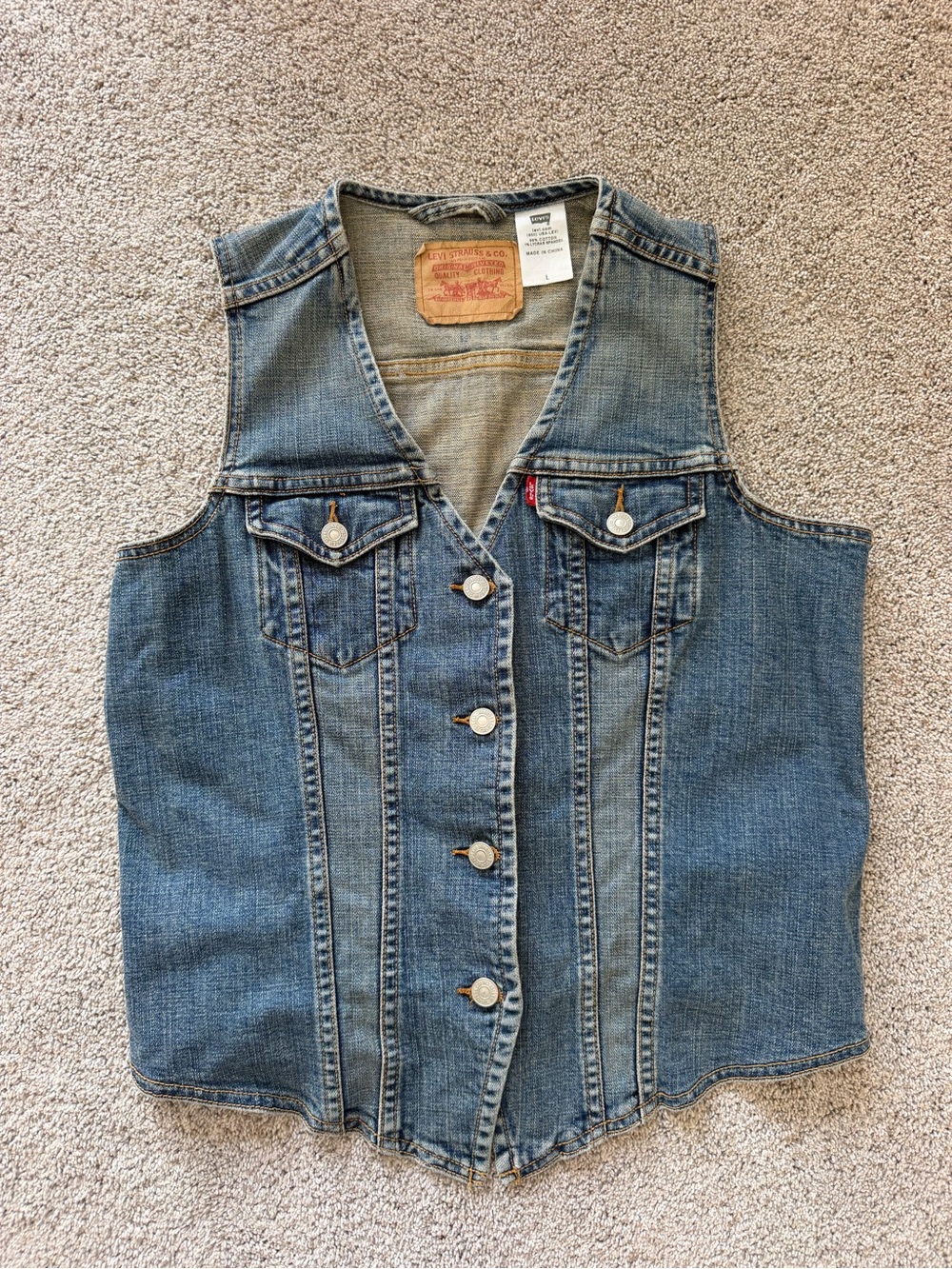 Women’s Levi's Vintage Blue Denim Vest- Size Large